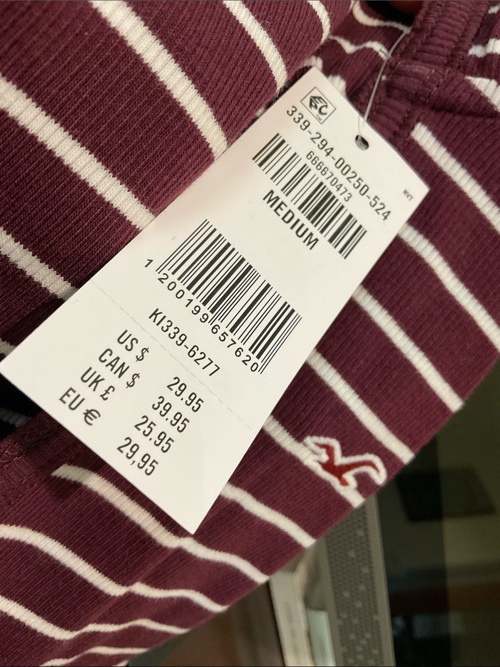 Hollister Purple and White Striped Short-Sleeve Henley Hoodie - Picture 4 of 4